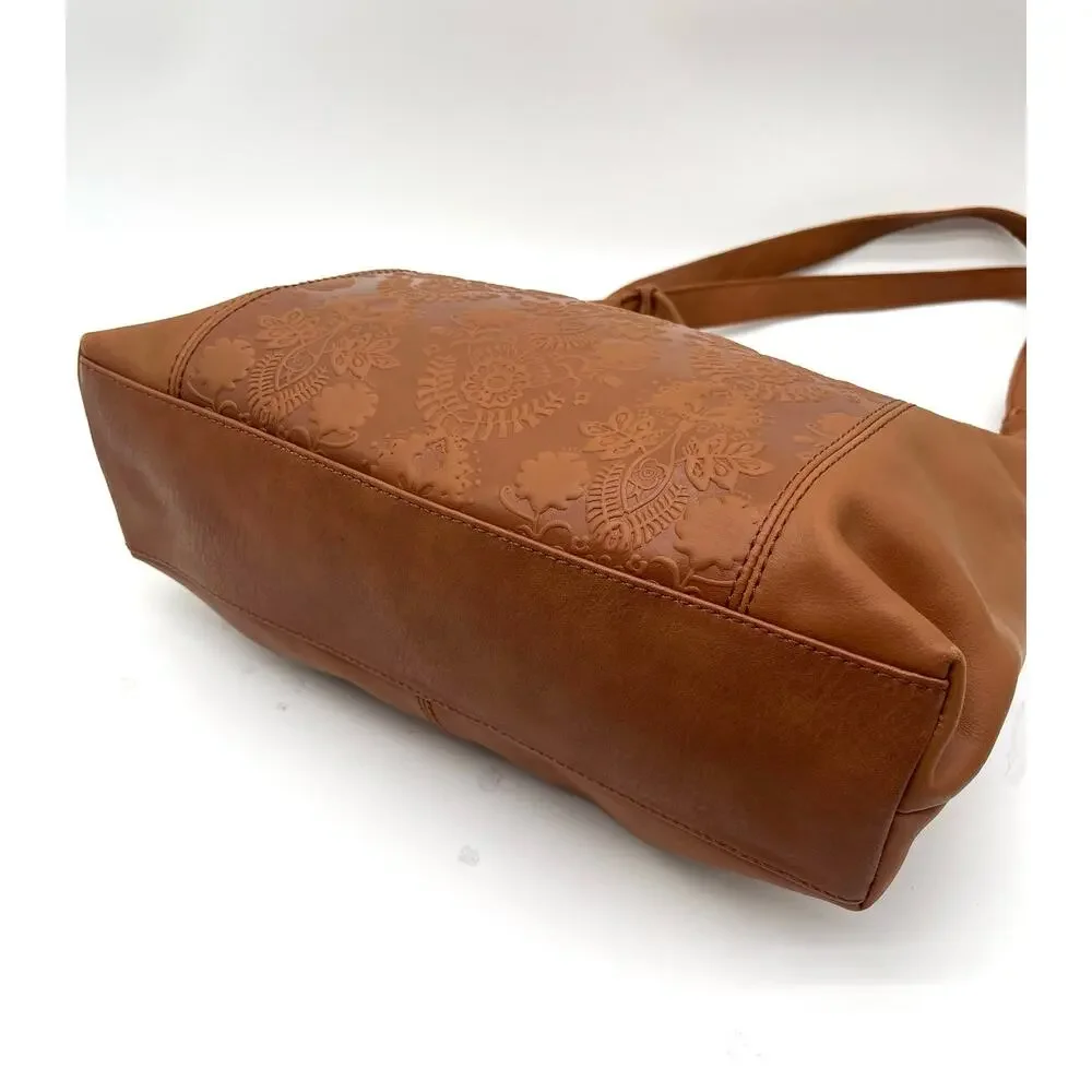 THE SAK Hobo Tooled Leather Satchel with Tassel Charm